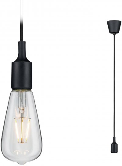 PAULMANN Suspension 1 lumi&egrave;re Ketil silicone noir IP44 Noir 