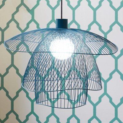 FORESTIER Suspension 1x e27 m&eacute;tal bleu gris  Papillon D.56 cm