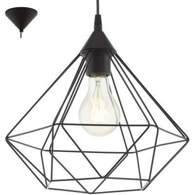 EGLO Suspension 1x e27 m&eacute;tal noir  Tarbes D.32.5 cm