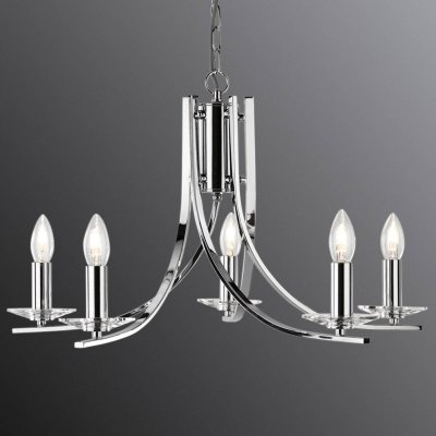 SEARCHLIGHT Suspension 5 ampoules Ascona, en chrome et verre