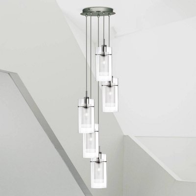 SEARCHLIGHT Suspension 5 ampoules duo1 en chrome et verre
