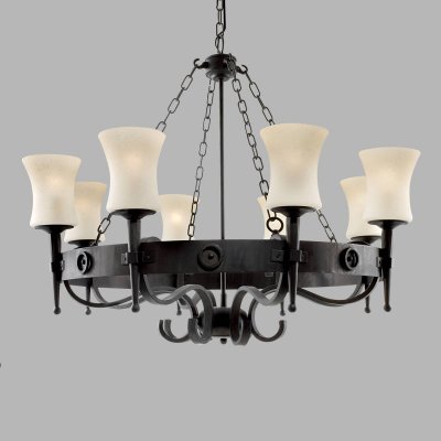 SEARCHLIGHT Suspension abats jours cartwheel noir 8 ampoules 135cm