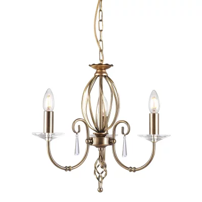 ELSTEAD LIGHTING Suspension Aegean, laiton antique et verre, 3 ampoules