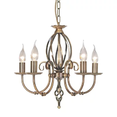 ELSTEAD LIGHTING Suspension Artisan, laiton antique, 5 ampoules
