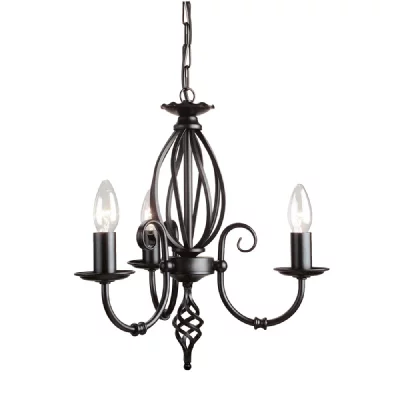 ELSTEAD LIGHTING Suspension artisan, noir, 3 ampoules