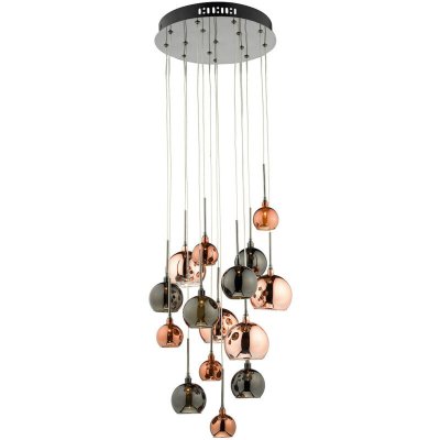 DAR LIGHTING Suspension Aurelia chrome noir poli et multicouleur 15 ampoules