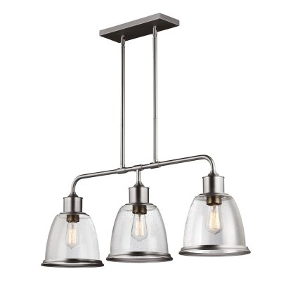ELSTEAD LIGHTING Suspension Bar Hobson, nickel satin&eacute;, verre tachet&eacute;, 3 &eacute;clairages