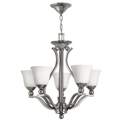 ELSTEAD LIGHTING Suspension Bolla, Nickel bross&eacute; et verre, 5 ampoules