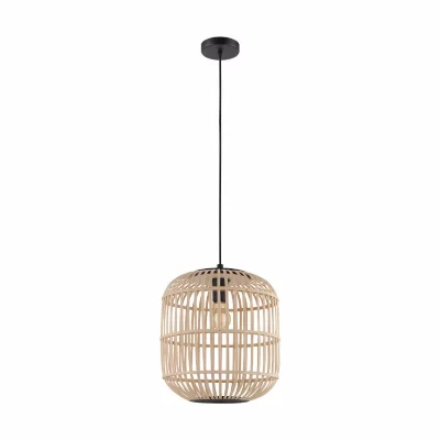 EGLO Suspension Bordesley - Bois naturel et noir - 28W