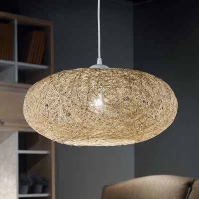 EGLO Suspension CAMPILO 1 ampoule blanc Diam&egrave;tre 45 Cm abat jour beige