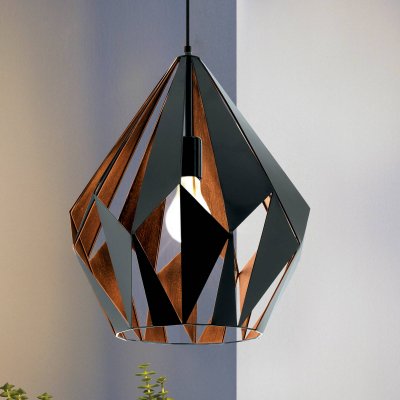 EGLO Suspension Carlton, noire/cuivr&eacute;e, &Oslash; 38,5 cm