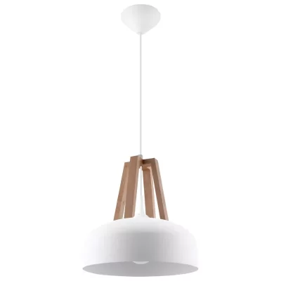 SOLLUX LIGHTING Suspension casco acier/bois/plastique blanc/bois naturel 1 ampoule