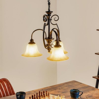 HINKLEY Suspension Cello, bronze antique et verre alb&acirc;tre, 3 ampoules