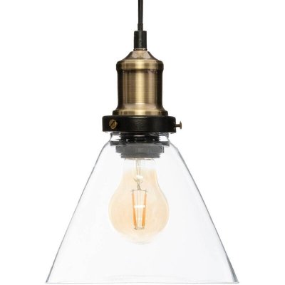 Suspension conique District 9 - 18 x 23 cm - Verre et fer - Noir