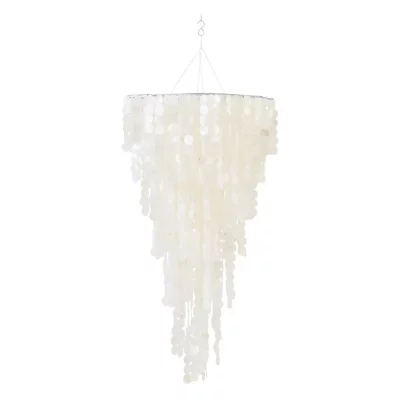 J-LINE Suspension D&eacute;co en Capiz ""Betsy"" 150cm Blanc