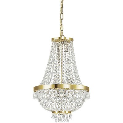 IDEAL LUX Suspension Dor&eacute;e en cristal CAESAR 6 ampoules