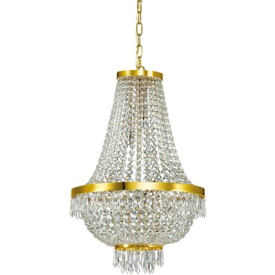 IDEAL LUX Suspension Dor&eacute;e en cristal CAESAR 9 ampoules