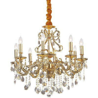 IDEAL LUX Suspension Dor&eacute;e en cristal GIOCONDA 8 ampoules