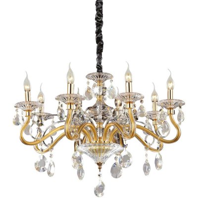 IDEAL LUX Suspension Dor&eacute;e en cristal NEGRESCO 8 ampoules