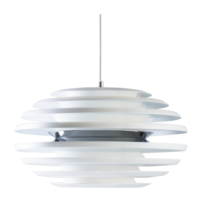BELID Suspension ellipse en m&eacute;tal et blanc mat/chrome diam&egrave;tre 50 cm