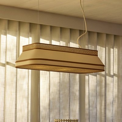 MARKET SET Suspension en coton et papier beige cr&egrave;me 88x38cm Square - 