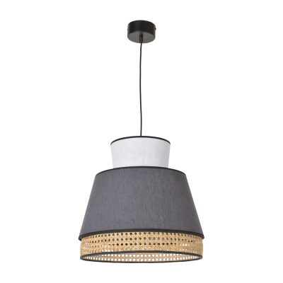 MARKET SET Suspension en lin anthracite et blanc 40 cm Singapour - 