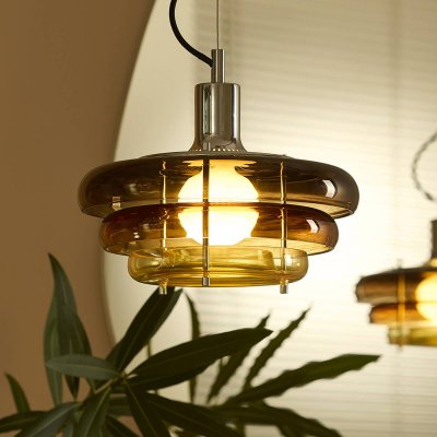 MARKET SET Suspension en m&eacute;tal et verre ambre 28cm Sunset - 