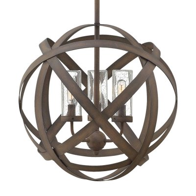 HINKLEY Suspension ext&eacute;rieure Carson, 47 cm, fer antique, 3 &eacute;clairages