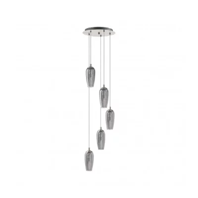 EGLO Suspension FARSALA 5 ampoules nickel satin&eacute;
