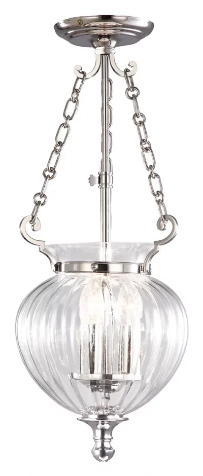 ELSTEAD LIGHTING Suspension Finsbury Park, nickel poli et verre, 22 cm