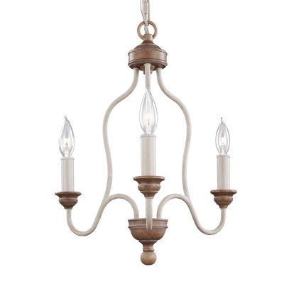 FEISS Suspension Hartsville, craie lav&eacute;e et imitation bois, 3 &eacute;clairages
