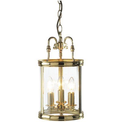 DAR LIGHTING Suspension Lambeth laiton poli et verre 3 ampoules Diam&egrave;tre : 20Cm