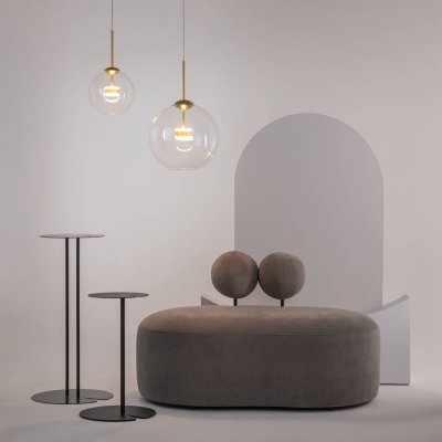 MAYTONI Suspension led dor&eacute; moderne avec abat-jour sph&eacute;rique transparent