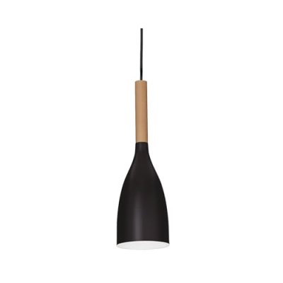 IDEAL LUX Suspension Manhattan finition en bois, noire