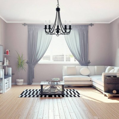 SEARCHLIGHT Suspension maypole noir 5 ampoules 100cm 6345-5BK