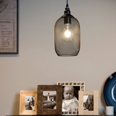 LUCIDE Suspension Mesh &agrave; une lampe, noire, &Oslash; 15&nbsp;cm