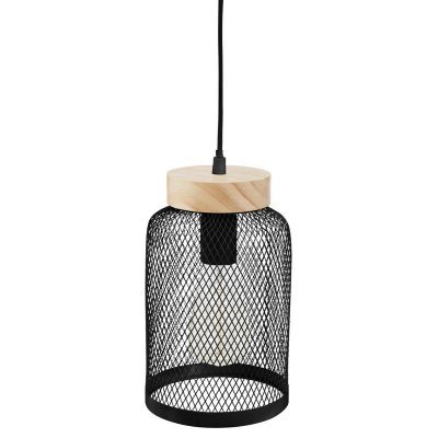 ATMOSPHERA Suspension M&eacute;tal Bois Noir Zely  cr&eacute;ateur d'int&eacute;rieur - Noir