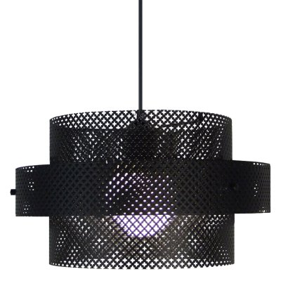 TOSEL Suspension m&eacute;tal perfor&eacute; 2 cylindres diam&egrave;tre 35cm noir nonenta