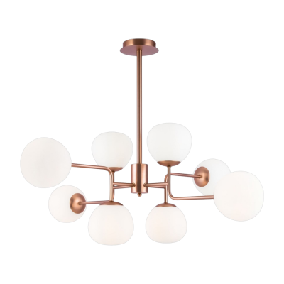 MAYTONI Suspension moderne 8 lumi&egrave;res en laiton et sph&egrave;res en verre