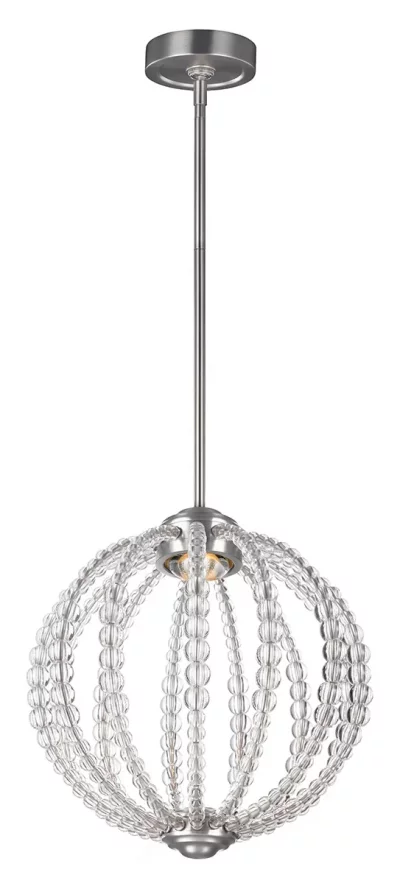 FEISS Suspension Oberlin, petite, nickel satin&eacute;, perles claires