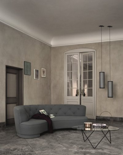 GUBI Suspension - PEDRERA ANA Acier perfor&eacute; Diam 20cm x H 63,5cm, C&acirc;ble L 200cm Noir