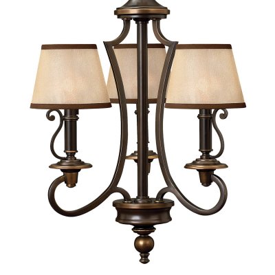 HINKLEY Suspension Plymouth, bronze vieilli, 3 ampoules, avec abat-jour