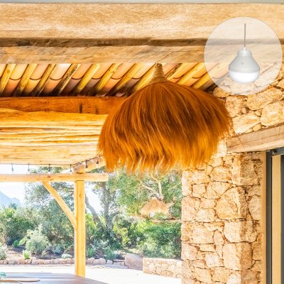 LUMISKY Suspension sans fil herbe de rayung beige d80cm