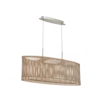 EGLO Suspension SENDERO 2 ampoules nickel satin&eacute; abat jour &eacute;rable