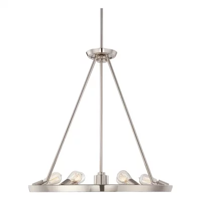QUOIZEL Suspension Theater Row, argent imp&eacute;rial, 6 ampoules