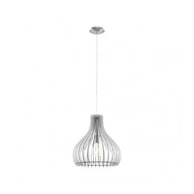 EGLO Suspension TINDORI 1 ampoule nickel satin&eacute; Diam&egrave;tre 38 Cm abat jour blanc