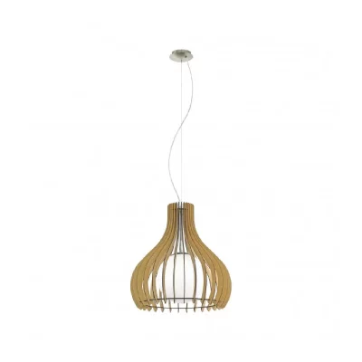 EGLO Suspension TINDORI 1 ampoule nickel satin&eacute; Diam&egrave;tre 50 Cm abat jour &eacute;rable