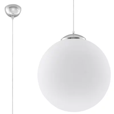 SOLLUX LIGHTING Suspension UGO verre/acier blanc/chrome Largeur 30 Cm