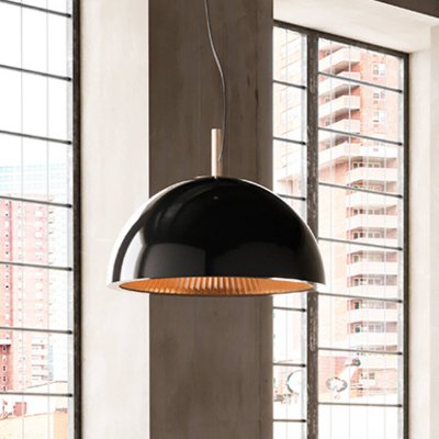 LEDS C4 Suspension umbrella, ppma textile et verre mat, noir et dor&eacute;, 100 cm