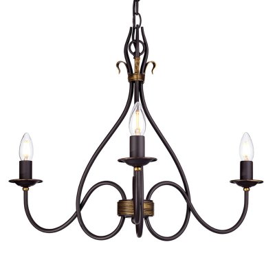 ELSTEAD Suspension Windemere, rouille / or, 3 ampoules, sans abat-jour